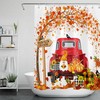 Farmhouse Truck And Maple Leaves Shower Curtain For Fall Bathroom Decor 