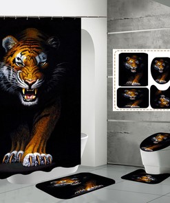 Fascinating 3D Tiger Animal Waterproof Shower Curtain For Your Bathroom