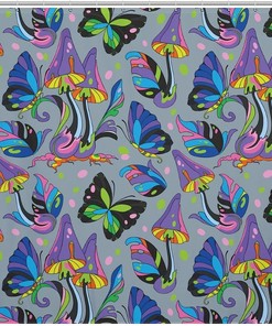 Fashion Bath Curtain for Bathroom with Magic Mushrooms - Perfect for Trendy and Artsy Bathroom Decor. 