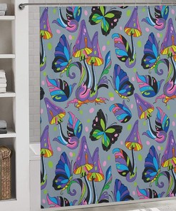 Fashion Bath Curtain for Bathroom with Magic Mushrooms - Perfect for Trendy and Artsy Bathroom Decor.