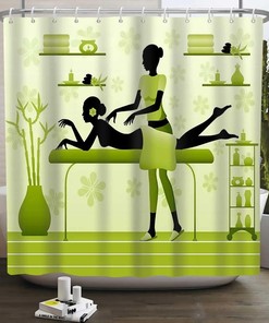 Fashion Black Girl Massage Shower Curtain - African American Women Bathroom Decor