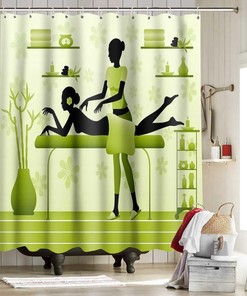 Fashion Black Girl Massage Shower Curtain - African American Women Bathroom Decor