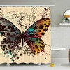 Fashion Illustration with Butterflies Manerly Shower Curtain for Elegant Bathroom Decor