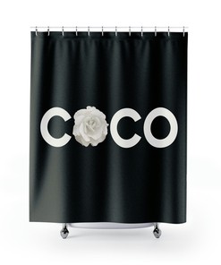 Fashionable Black Coco Rose Shower Curtain For Cream And Black Rose Bathroom Curtain