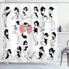 Fashionable Girl Model With Heart Tattoo Shower Curtain, Full Body Features Cloth Fabric Bathroom Decors
