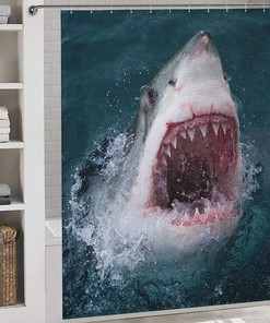 Fashionable Gray Great White Shark Shower Curtain For Bathroom Decor
