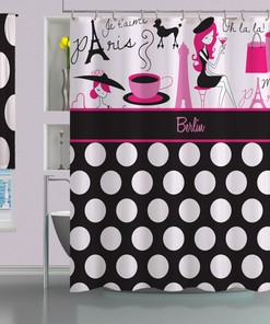 Fashionable Polka Dot Paris Shower Curtain For Your Bathroom Decor, #2