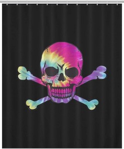 Fashionable Tie Dye Skull Shower Curtain for Bathroom Decor