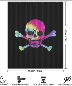Fashionable Tie Dye Skull Shower Curtain for Bathroom Decor