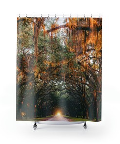 Fast-Dry Trees Sunset Shower Curtain - Beautiful and Functional Bathroom Decor for a Refreshing Look