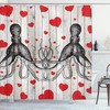 Fauna Heart Print Octopus Shower Curtain for a Unique Bathroom.