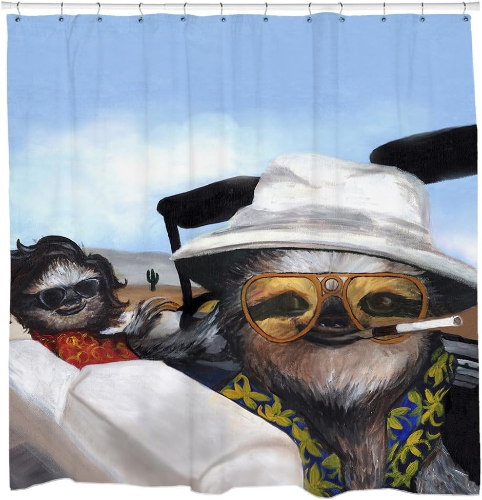 Fear and Loathing Graphic Shower Curtain, Perfect for a Desert-Themed Bathroom