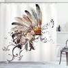Feather And Floral Arrangements Shower Curtain, Swirls Shapes Cloth Fabric Bathroom Decors