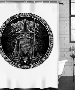 Feel Like A Viking With This Odin Berserker Thor's Hammer Pattern Shower Curtain Liner