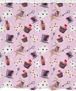Feel The Magic With Alice In Wonderland Rabbit Printed Shower Curtain.