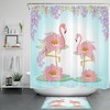 Feel The Summer Vibe With A Flower Flamingo Shower Curtain With Lotus Leaves - Perfect For Your Bathroom Decor