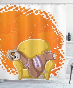 Female Lazy Animal Print Shower Curtain For Comfy Bathroom Vibes