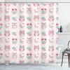 Feminine Soft Colors Design Owls Stars Moon Patterns Shower Curtain - Luxury Bathroom Decor