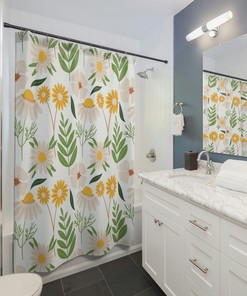 Fern And Floral Printed Shower Curtain For A Calming And Relaxing Atmosphere In Your Bathroom