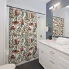 Fern Forest Shower Curtain With Mushroom Botanical Design For Woodland Bathroom Decoration