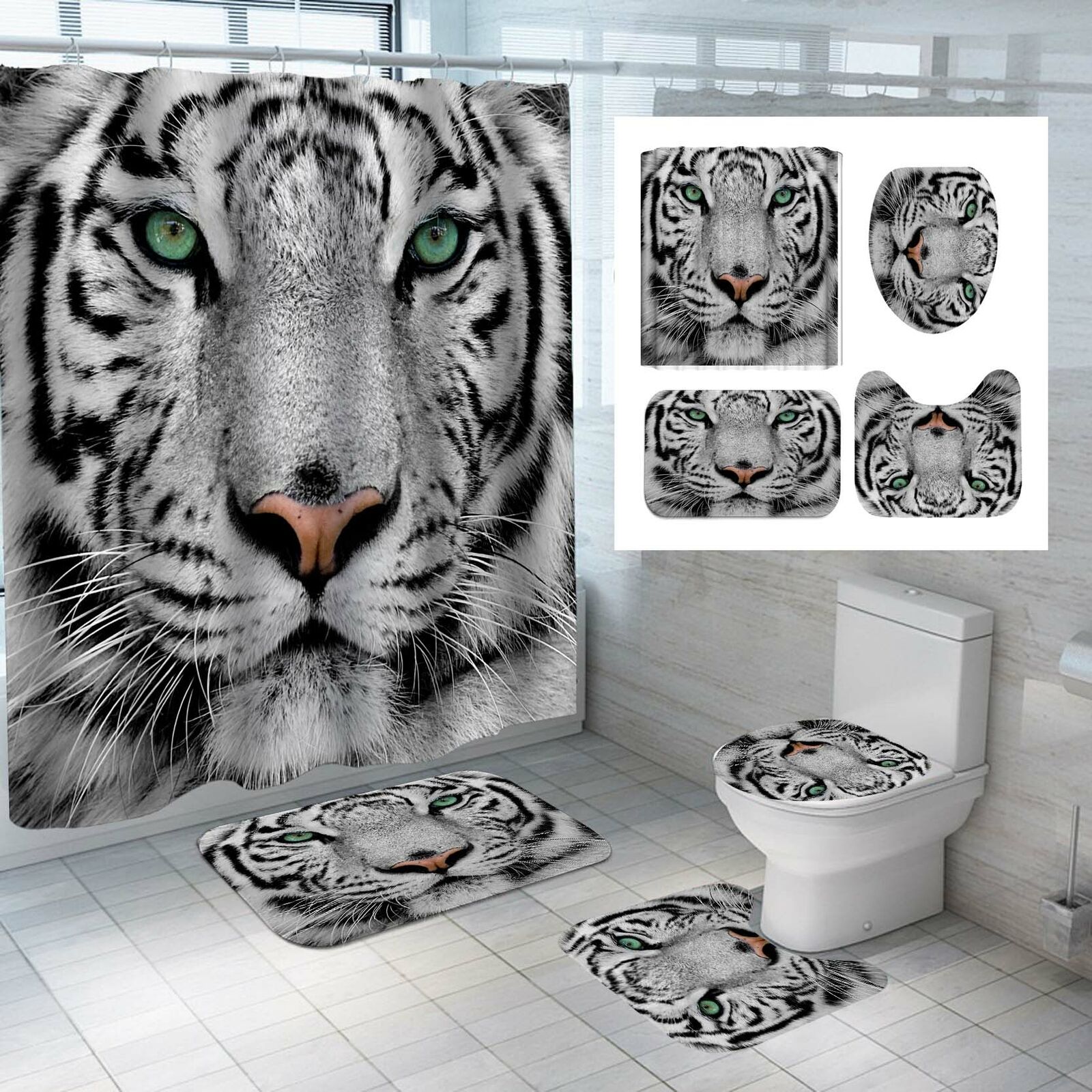 Ferocious Tiger Bathroom Curtain - Image 2