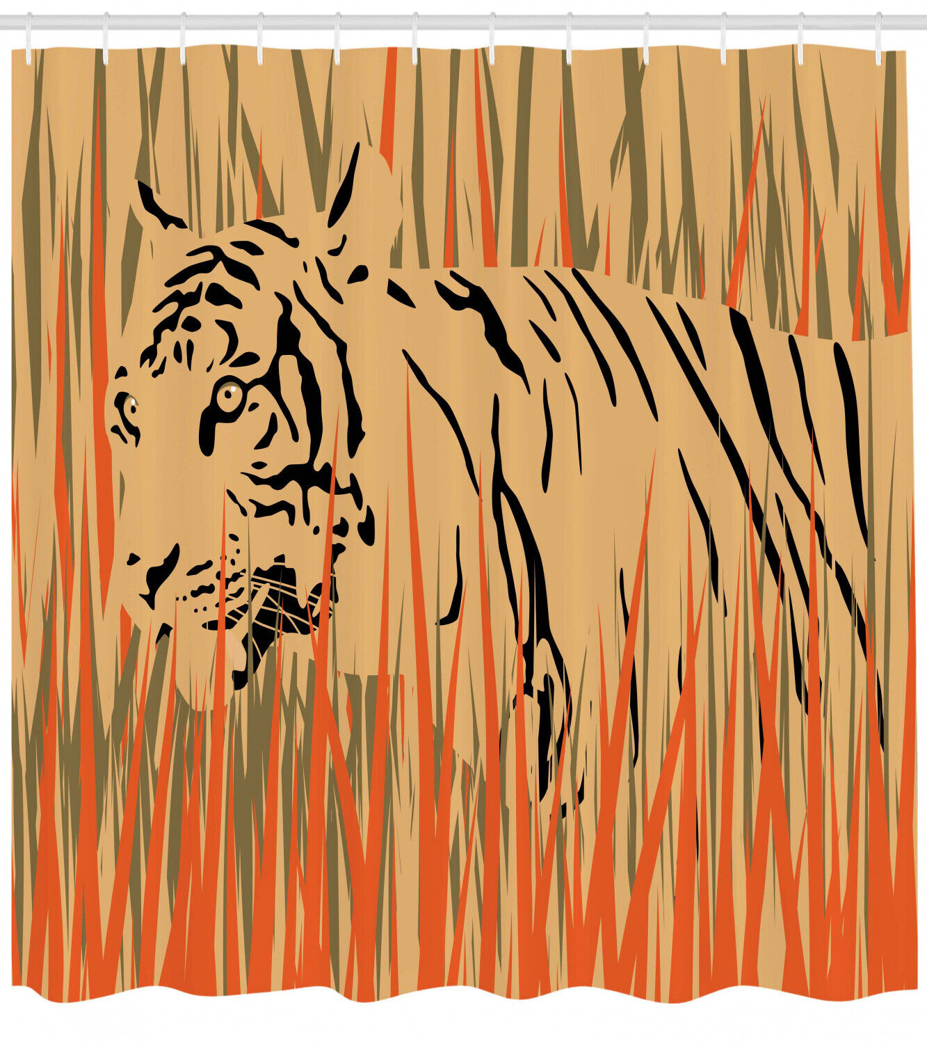 Ferocious Tiger Shower Curtain For Wild Animal Bathroom Decor - Image 2
