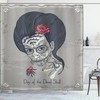 Festival Girl Print Skull Fabric Shower Curtain - Bohemian Skull Bathroom Decor 