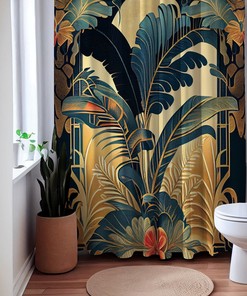 Festival Tropical Art Deco Floral Chic Shower Curtain, perfect Housewarming Gift with Bathroom Theme