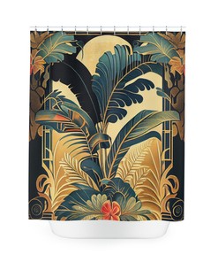 Festival Tropical Art Deco Floral Chic Shower Curtain, perfect Housewarming Gift with Bathroom Theme