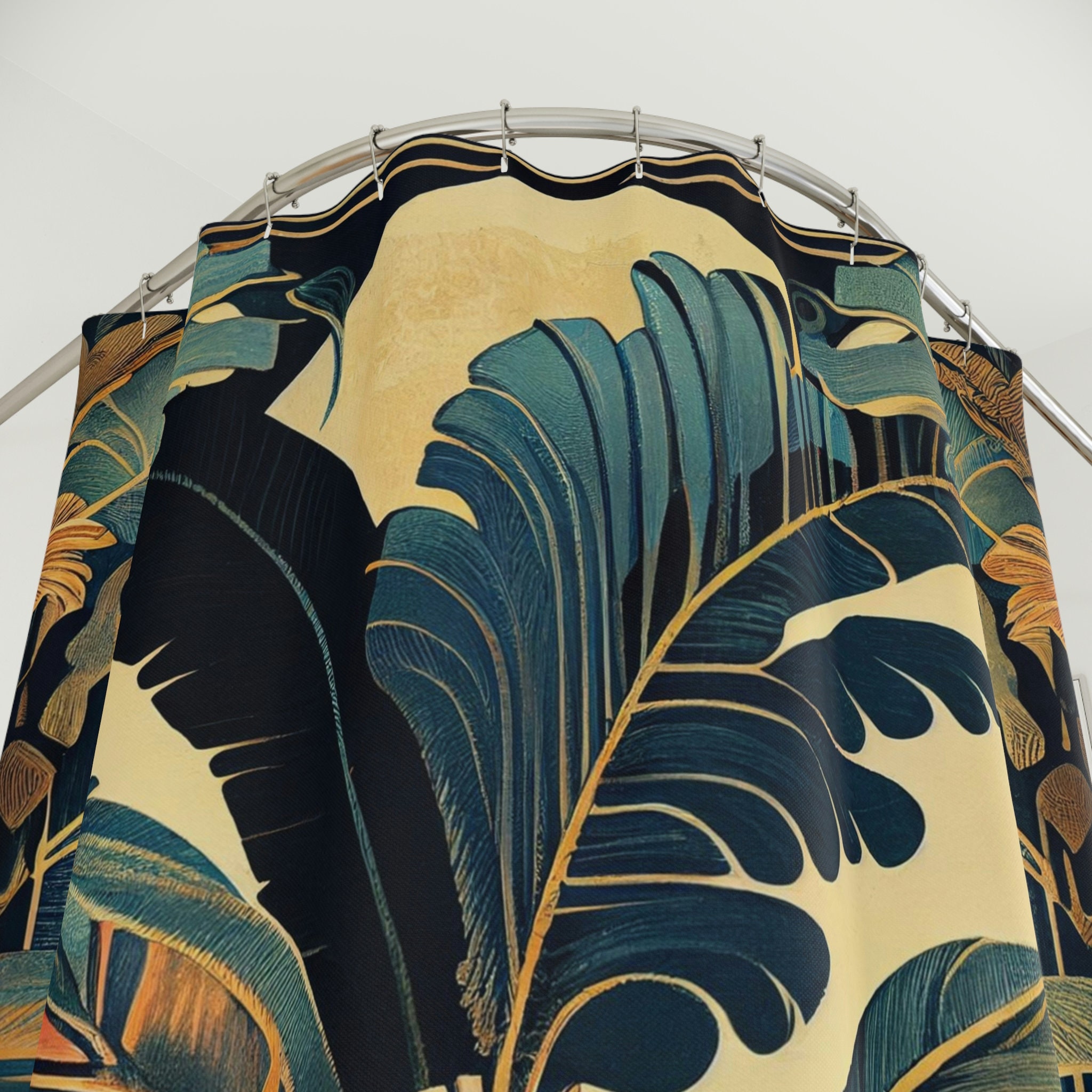 Festival Tropical Art Deco Floral Chic Shower Curtain, perfect Housewarming Gift with Bathroom Theme