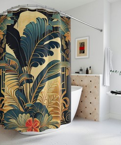 Festival Tropical Art Deco Floral Chic Shower Curtain, perfect Housewarming Gift with Bathroom Theme