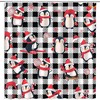 Festive Bathroom Decor With Cute Penguin Christmas Shower Curtain Funny Animal With Red Hat For Christmas