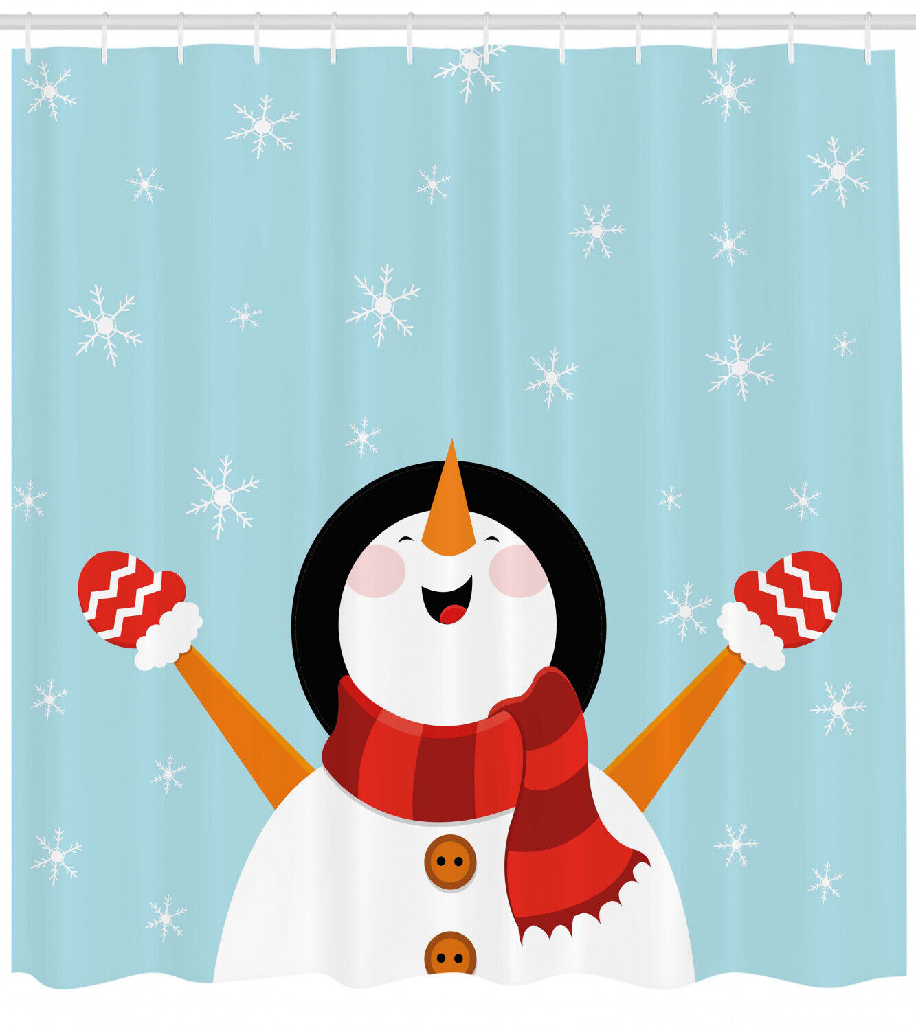 Festive Bathroom Decor With Santa, Star, And Snowflake Print Waterproof Fabric Shower Curtain - Image 2