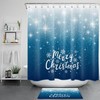 Festive Blue Winter Shower Curtain with Star and Snowflake Motif