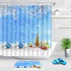 Festive Blue Xmas Ball Snowflake Bathroom Shower Curtain