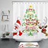 Festive Cartoon Santa Elk Abstract Christmas Tree Shower Curtain For Bathroom Decor