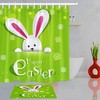 Festive Cartoon Style Easter Rabbit Daisy Flowers Fabric Shower Curtain For Bathroom Decor
