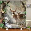 Festive Christmas Deer Shower Curtain - Waterproof Fabric Bathroom Decor