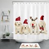 Festive Christmas Dogs Shower Curtain - Red Santa Hat Bathroom Decor