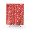 Festive Christmas Reindeers Print Fabric Shower Curtain For Holiday-Themed Bathroom Decor