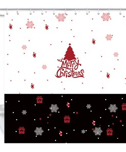 Festive Gift and Christmas Tree Print Shower Curtain Bathroom Decor Fabric