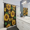 Festive Green Sunflower Shower Curtain And Anti-Slip Yellow Bathroom Curtain Set For Cheerful Bathroom Decor