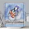 Festive Merry Christmas Penguin Shower Curtain With Watercolor Print For Holiday Bathroom Decor