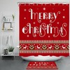 Festive Red Background Tree Elk Merry Christmas Shower Curtain for Bathroom Decor