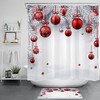 Festive Red Snowflake Pine Branch Christmas Shower Curtain 