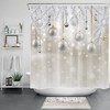Festive Silver Christmas Ball and Snowflake Print Shower Curtain for Bathroom Decor