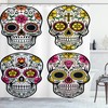 Festive Skull Celebration Shower Curtain Print In Black For Bathroom Decoration