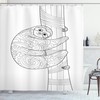 Festive Sloth Outline Ornaments Shower Curtain, Perfect for Christmas 