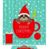 Festive Sloth with Christmas Hat Shower Curtain, Fun and Charming Bathroom Decor 