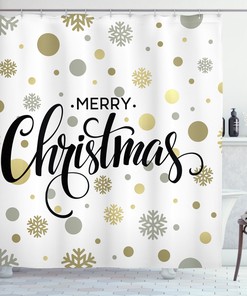 Festive Snowflake Print Shower Curtain for Bathroom Decor